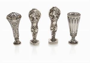 LOT OF FOUR VINTAGE SILVER WAX SEALS