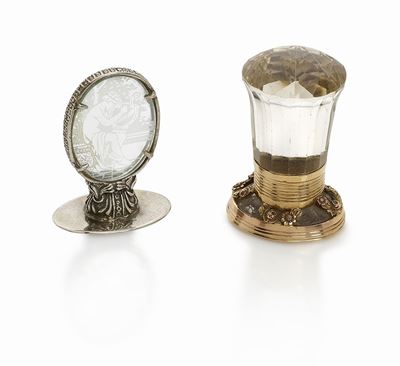 Sigilli d'epoca, Lotto di due sigilli in argento e cristallo