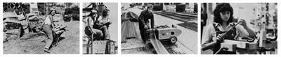 La donna e la macchina - Quattro stampe vintage alla gelatina ai sali d'argento