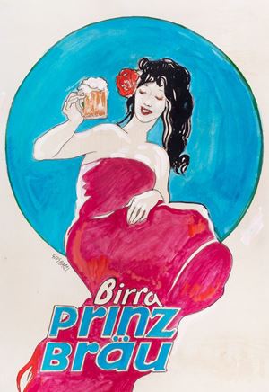 Bozzetto pubblicitario  - Bacci, Giuseppe - Birra Prinz Brau