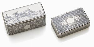 LOTTO DI DUE TABACCHIERE IN ARGENTO, RUSSIA, FINE SECOLO XIX 