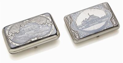 Due Scatole Portasigarette in Argento, Russia, Fine Secolo XIX