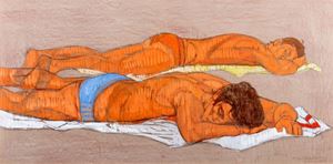 Men lying in the sun