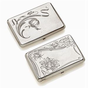 LOTTO DI DUE SCATOLE PORTASIGARETTE IN ARGENTO, RUSSIA, INIZIO XX SECOLO