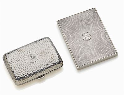 Lotto di due scatolette portasigarette in argento, Inghilterra, circa 1844