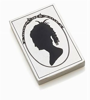 SCATOLA PORTASIGARETTE IN ARGENTO E SMALTO, FRANCIA, FINE SEC. XIX