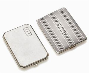 LOTTO DI DUE SCATOLE PORTASIGARETTE IN ARGENTO, U.S.A., INIZI SEC. XX