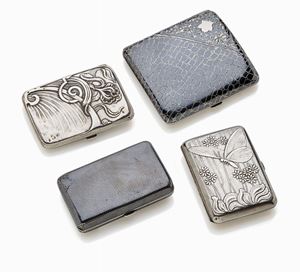 LOT OF FOUR SILVER CIGARETTE CASES, END OF XIX CENTURY - BEGINNING OF XX CENTURY