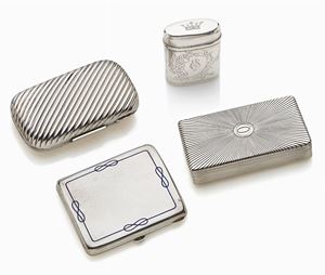 LOTTO DI QUATTRO SCATOLE PORTASIGARETTE IN ARGENTO