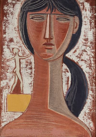 Testa di fanciulla, olio su tela, 1969