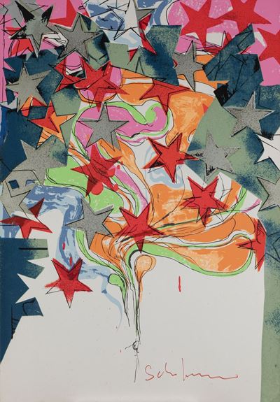 Tutte stelle - Serigrafia su cartoncino, variante bianca
