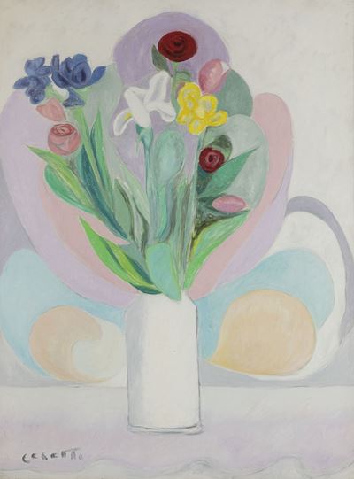 Vaso di fiori, olio su tela