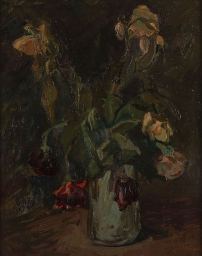 Fiori, olio su tavola