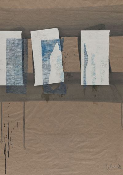Senza titolo, tecnica mista e collage su carta da pacchi, 1976