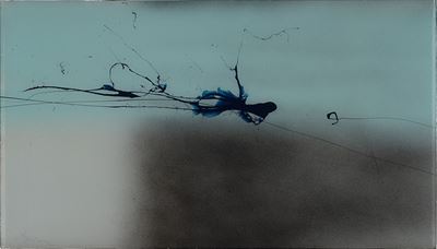 Lucio Fontana, Anta di mobile a ribalta, tecnica mista su vetro