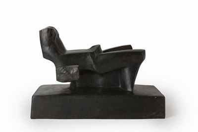 Figura allungata - uomo seduto, bronzo, 1967