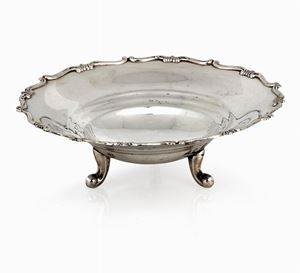 CESTO IN METALLO ARGENTATO, ITALIA, 1950-67