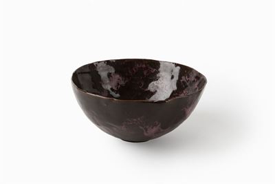 Coppetta in ceramica smaltata policroma