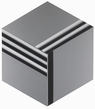 Superficie a testura vibratile 'esagono opaco e luci', alluminio su tavola di legno, 1973