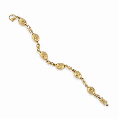Bracciale in oro giallo 18K con catena e pepite
