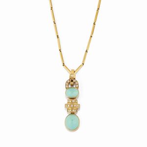 Collana con turchese e diamanti, Scavia
