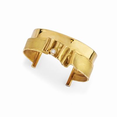 Bracciale rigido in oro giallo 18K con diamante taglio brillante