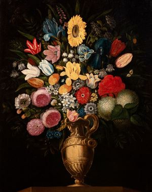 Due nature morte con fiori in un vaso