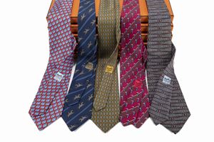 Lot of five Silk Twill ties