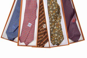 Lot of five Silk Twill ties