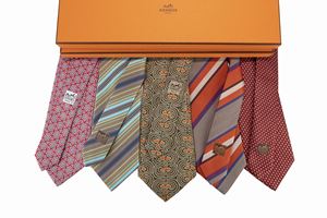 Hermès - Lotto di cinque cravatte