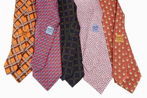 Lot of five Silk Twill ties