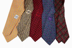 Lot of five Silk Twill ties