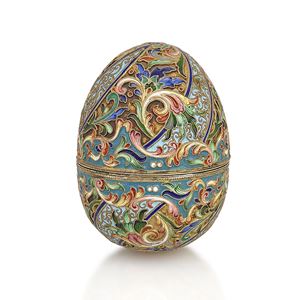 UOVO IN ARGENTO VERMEIL E SMALTI, RUSSIA, 1908-1917
