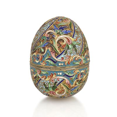 Russia, Uovo in argento vermeil e smalti, 1908-1917