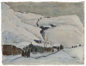 Baracche di Asiago, 1917 
Tempera su car