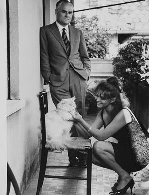 Alberto Moravia and Claudia Cardinale