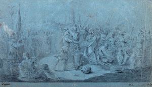 Scena biblica con figure in armatura
