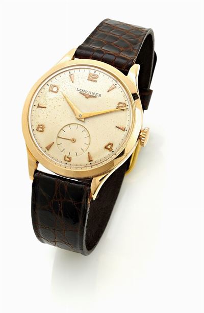 LONGINES, Orologio da polso in oro 18K con movimento a carica manuale