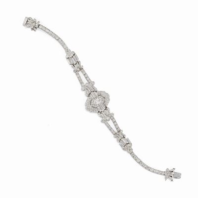 Bracciale con diamanti, platino, circa 1930