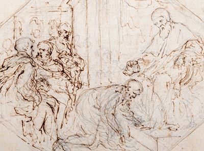 Un Papa Riceve Omaggio da un Santo