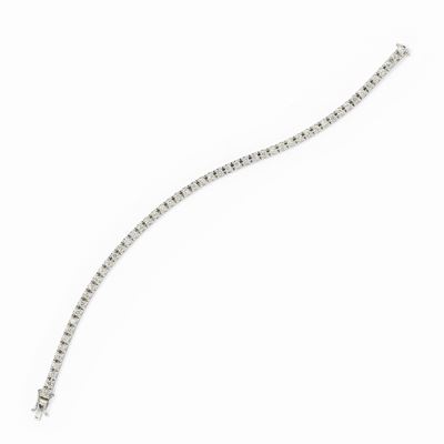 Bracciale tennis in oro bianco 18K con diamanti taglio brillante, circa 2,60 ct