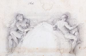 Study for two allegorical figures for the ceiling of Palazzo Borghese in Rome