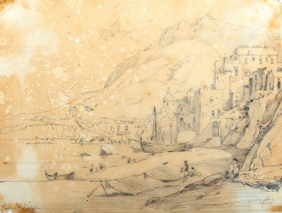 Antonio Senape - Lotto di tredici vedute di Ischia, Capri e altre località del Regno di Napoli, m...