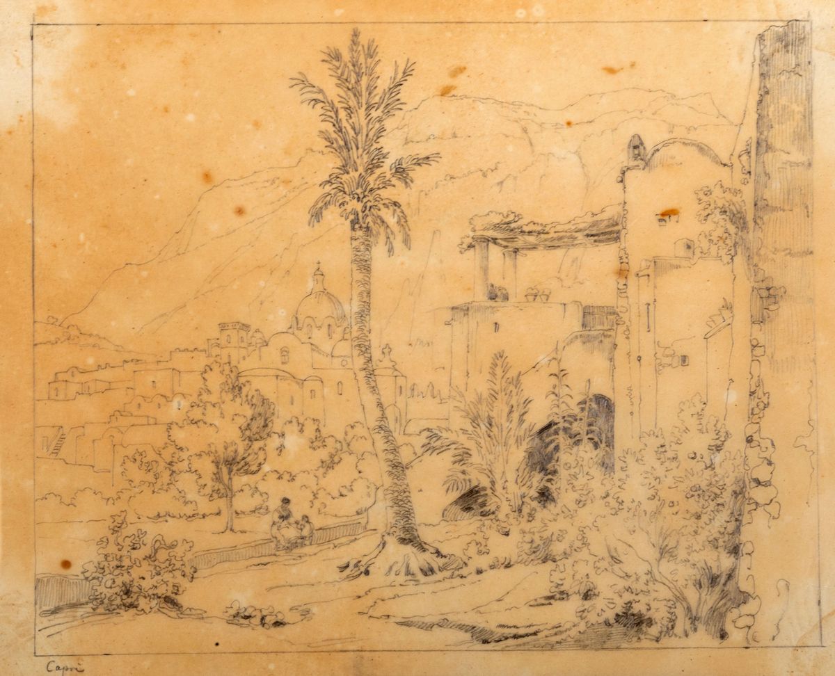Antonio Senape - Lotto di tredici vedute di Ischia, Capri e altre località del Regno di Napoli, m...