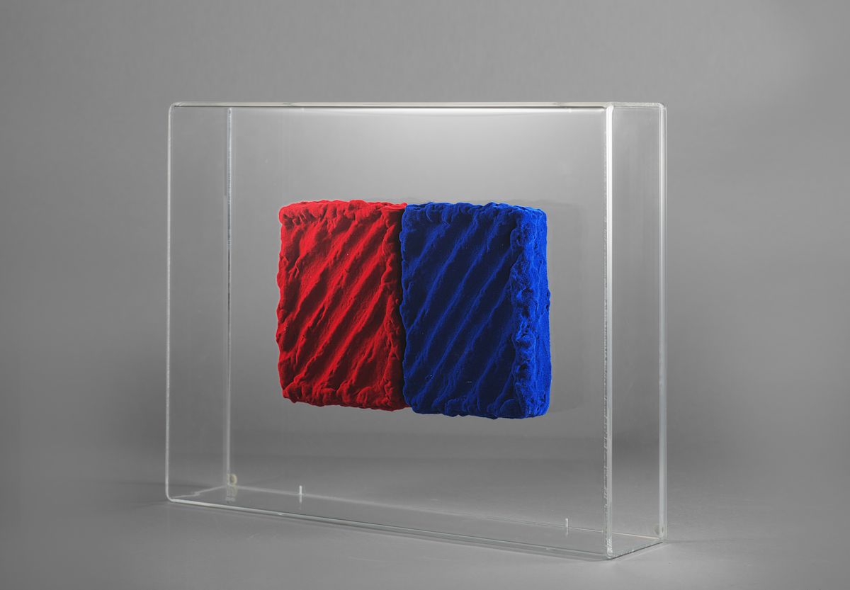 Pino Pinelli - Pittura R. BL., tecnica mista su due elementi, 2010