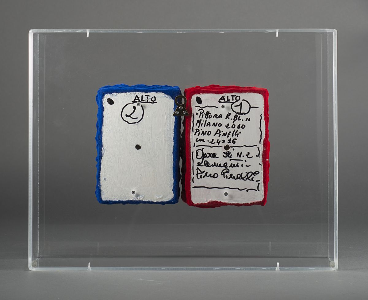 Pino Pinelli - Pittura R. BL., tecnica mista su due elementi, 2010