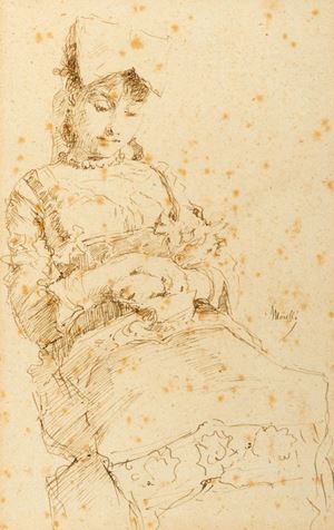 Young peasant woman sitting