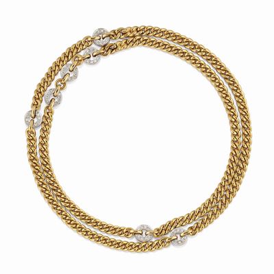 Collana in oro bicolore 18K con diamanti taglio brillante