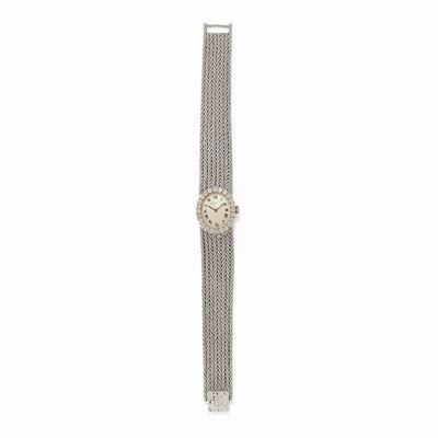 Orologio da donna in oro bianco 18K con diamanti e quadrante in smalto