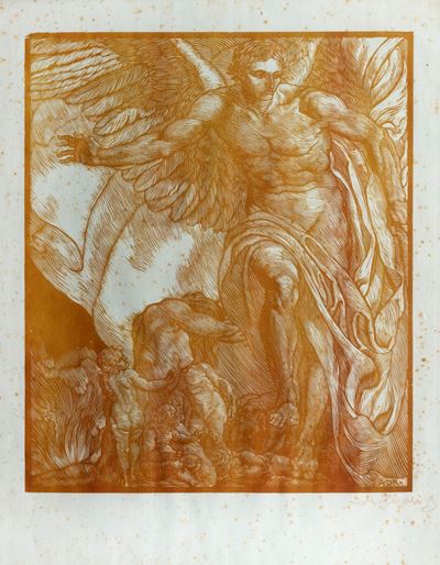 L'angelo custode, xilografia